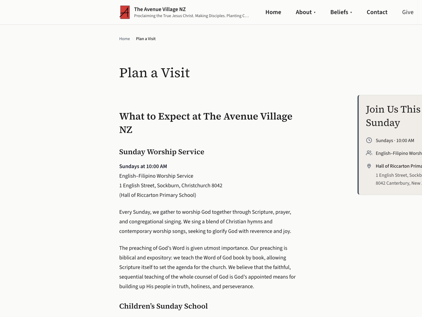 The Avenue Village NZ desktop screenshot 2